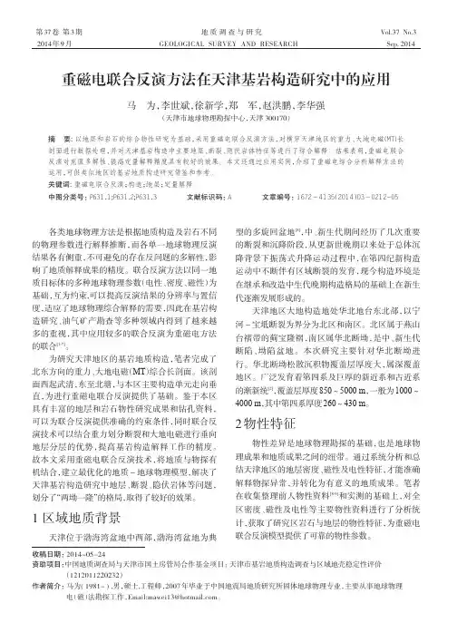 重磁电联合反演方法在天津基岩构造研究中的应用_马为