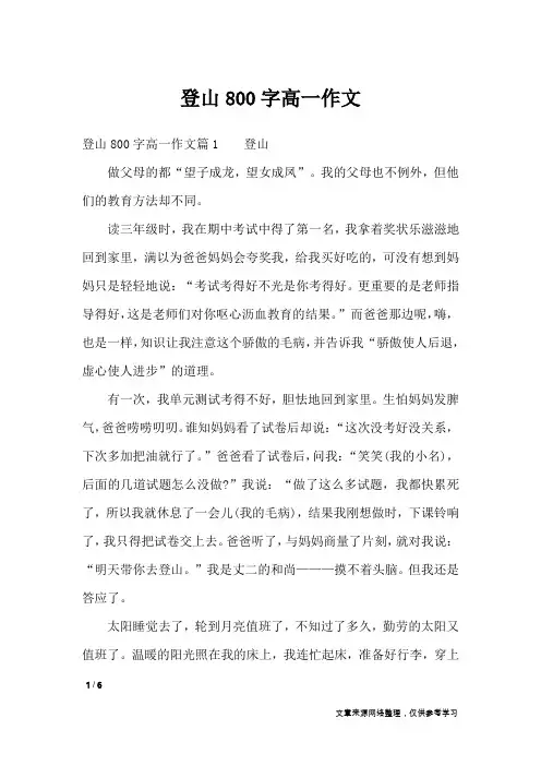 登山800字高一作文_高中作文