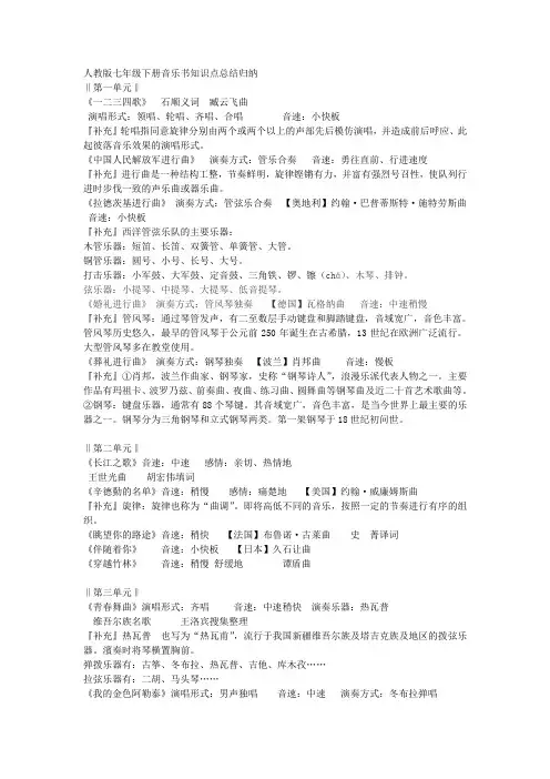 七年级下册音乐书知识点 2