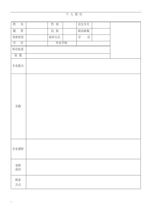 个人简历word简历模板免费下载