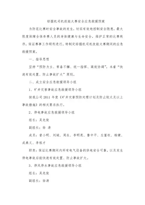 综掘司机技能大赛应急预案