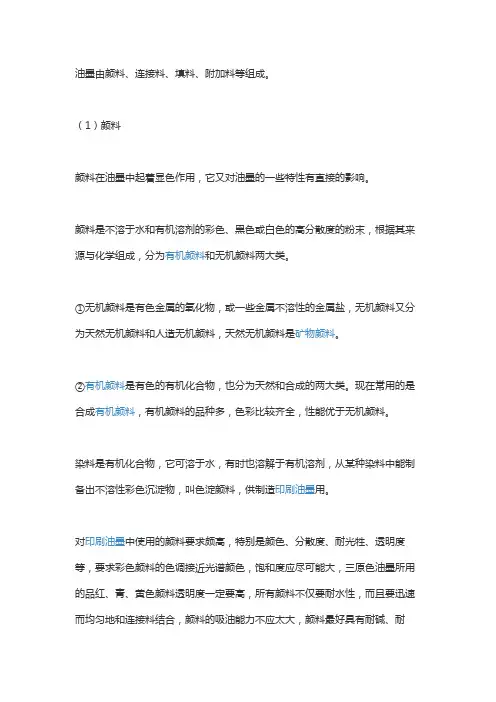 油墨的主要成分