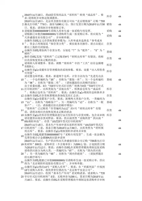 用友U8V10.1考试练习题