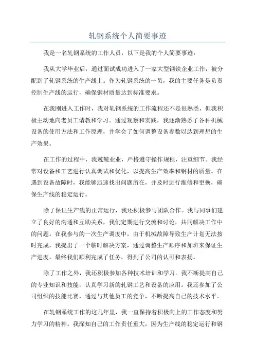 轧钢系统个人简要事迹