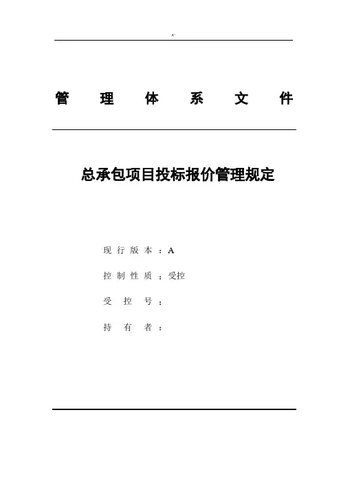 项目工程总承包规划项目投标报价管理方案规定