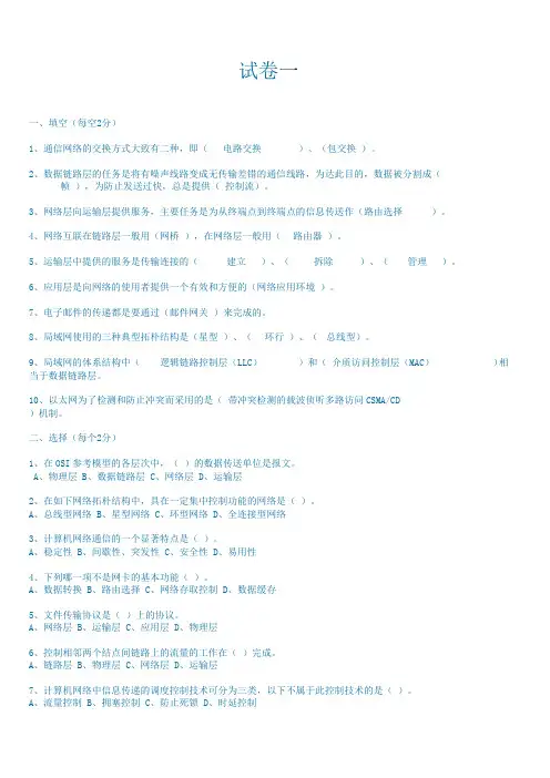 计算机网络试题