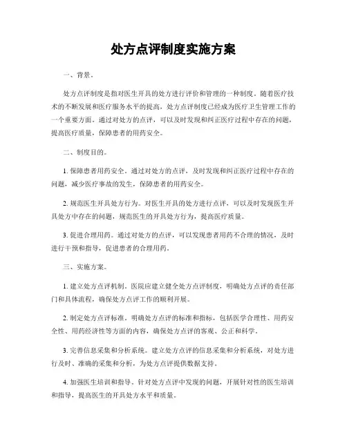 处方点评制度实施方案