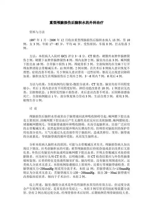 重型颅脑损伤后脑积水的外科治疗