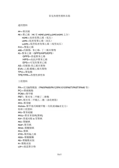 塑料基础知识