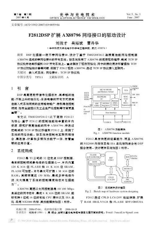F2812DSP扩展AX88796网络接口的驱动设计