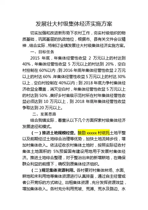 发展壮大村级集体经济实施方案