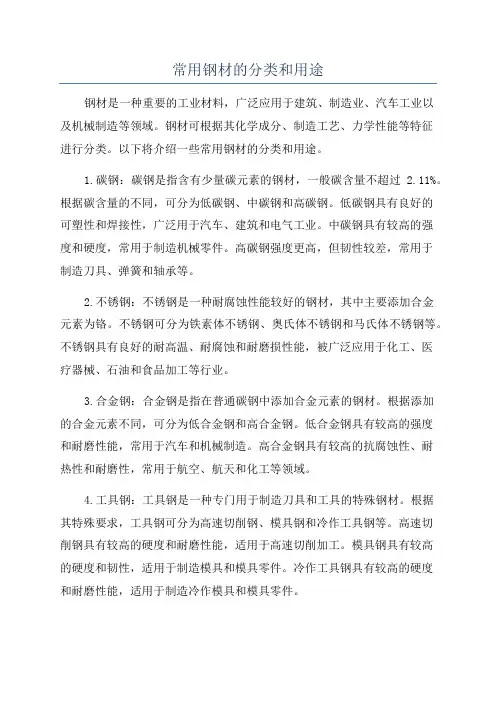 常用钢材的分类和用途