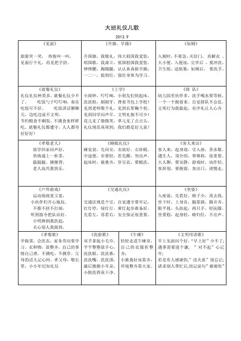 大班礼仪儿歌
