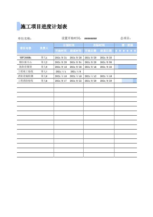 施工项目进度计划表