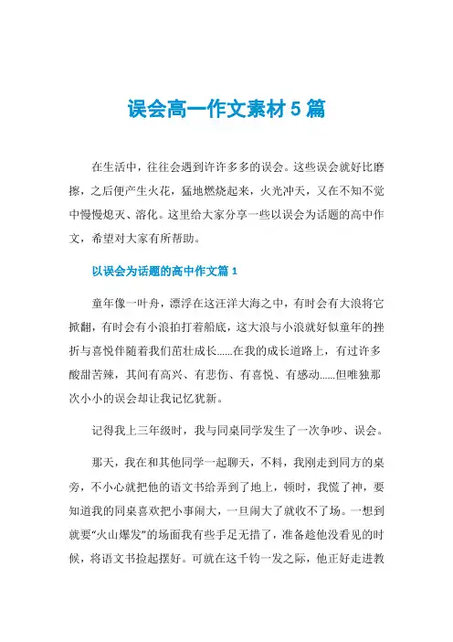 误会高一作文素材5篇