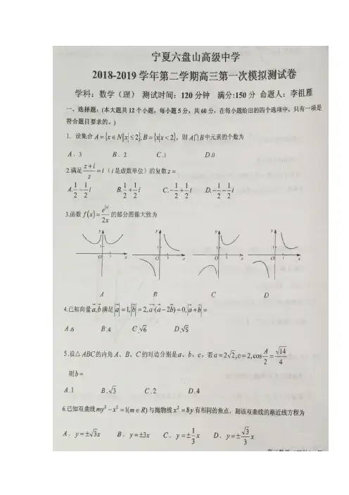 【全国百强校首发】宁夏六盘山高级中学2019届高三下学期第一次模拟考试数学(理)试题(图片版)