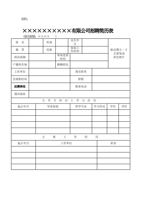 招聘简历表模板