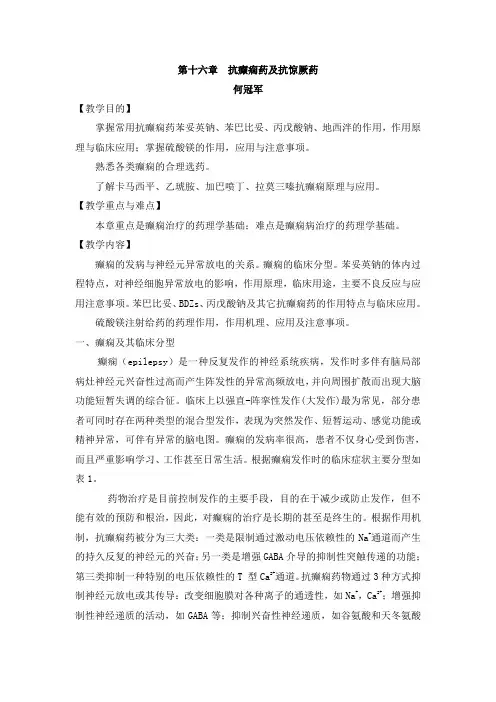 第十六章抗癫痫药和抗惊厥药
