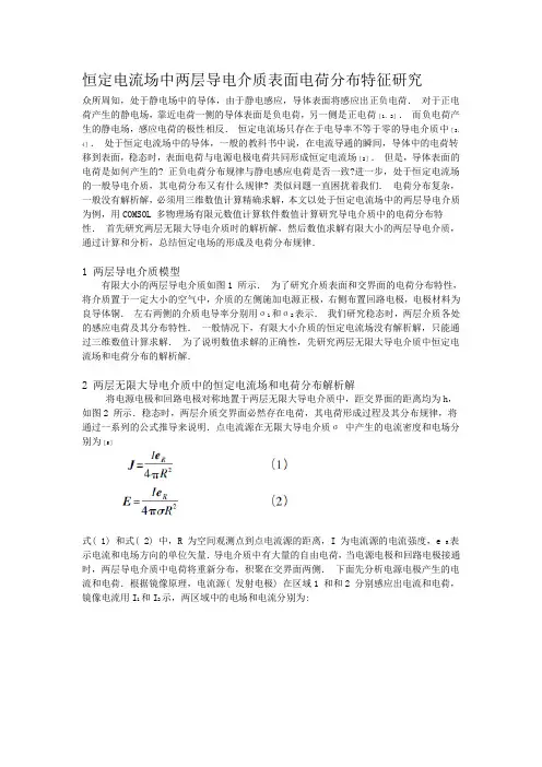 恒定电流场中两层导电介质表面电荷分布特征研究