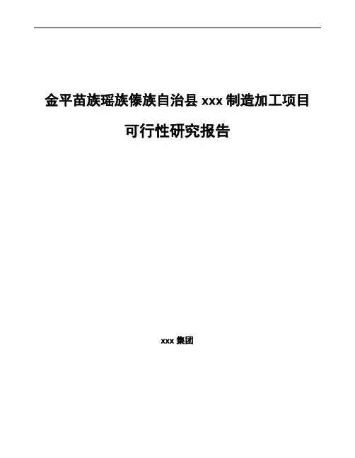 金平苗族瑶族傣族自治县项目可行性研究报告(投资计划书)